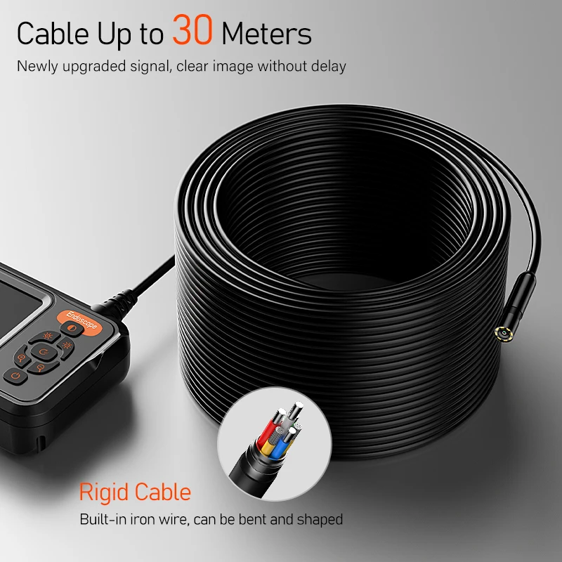 1-30m 4.3인치 IPS 산업용 내시경 카메라 8mm 1080P HD IP67 방수 보어스코프 검사 카메라 배관 자동차 하수구용