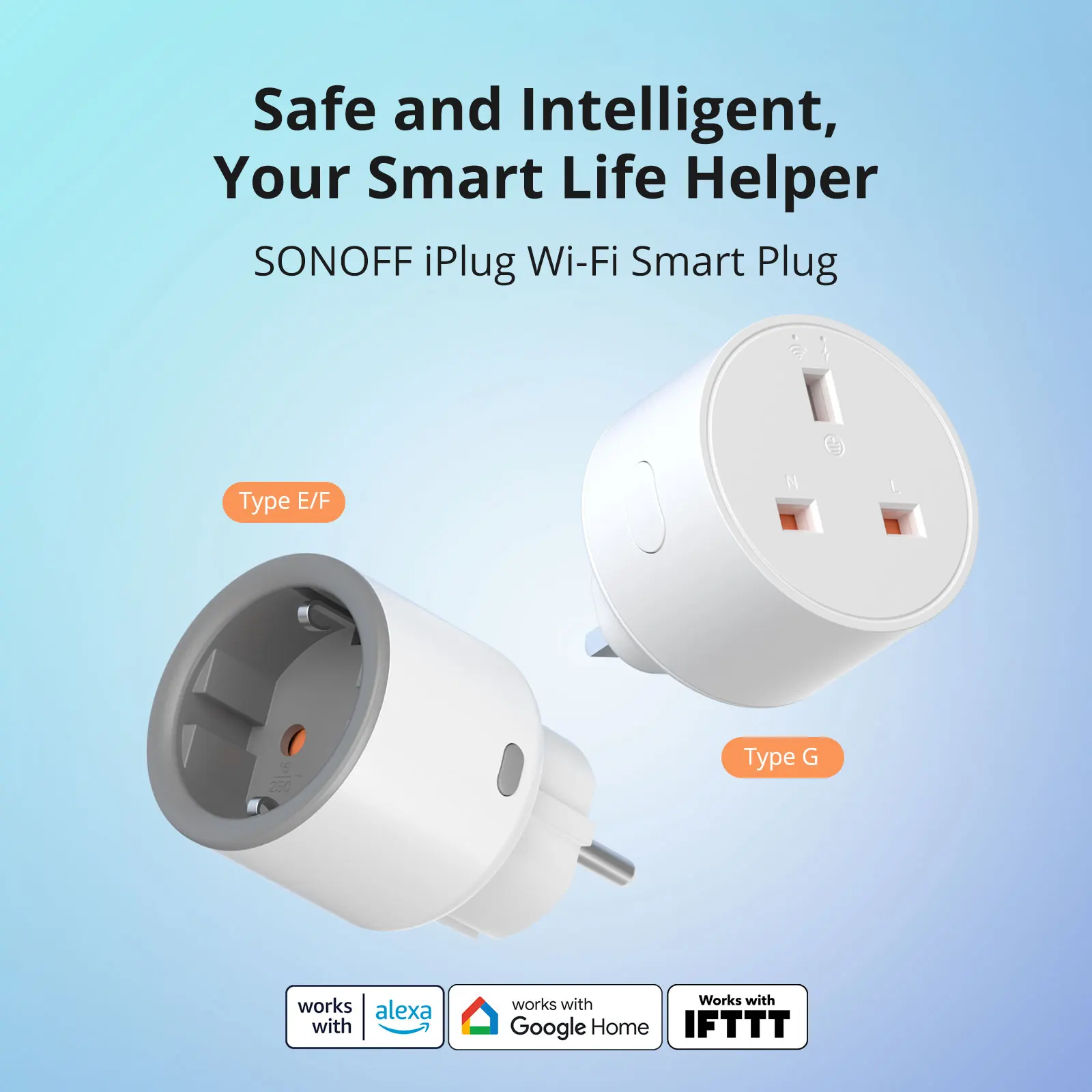 Smart Plug Smart Switch SONOFF iPlug S60 EU/UK Wi-Fi Smart Socket Overload Protection Timer Smart Scene Remote Control via eWeLink Alexa Google IFTTT