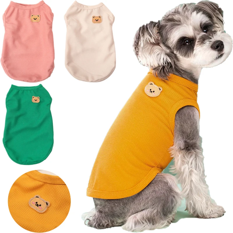 Cute Waffle Grid Vestiti Per Cani Primavera/Estate Puppy Cat Vest Chihuahua Teddy Dogs T-Shirt Pet Clothes For Small Medium Dog Cats