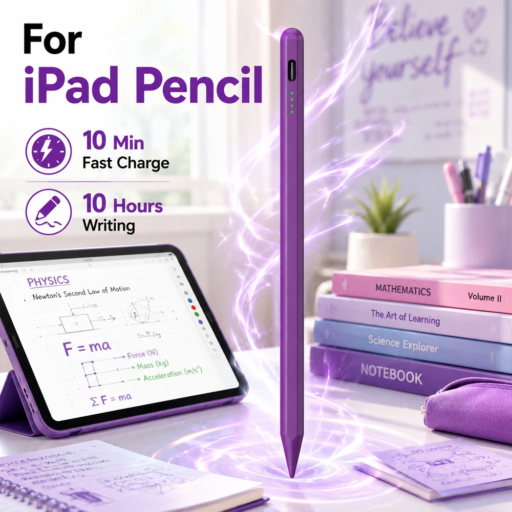 Fast-Charging Stylus Pen with Palm Rejection and Tilt Sensitivity for Drawing and Note-Taking