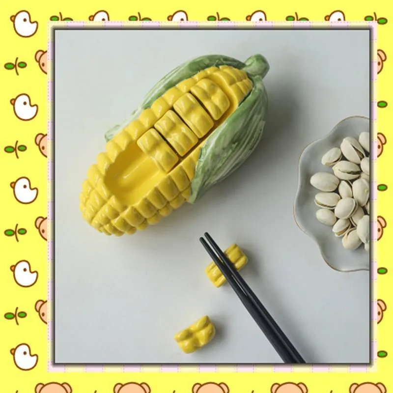 

Керамическая искусственная посуда для дома, отеля, креативный дизайн кукурузы, декоративная Минимальная подушка для палочек для еды ZE340