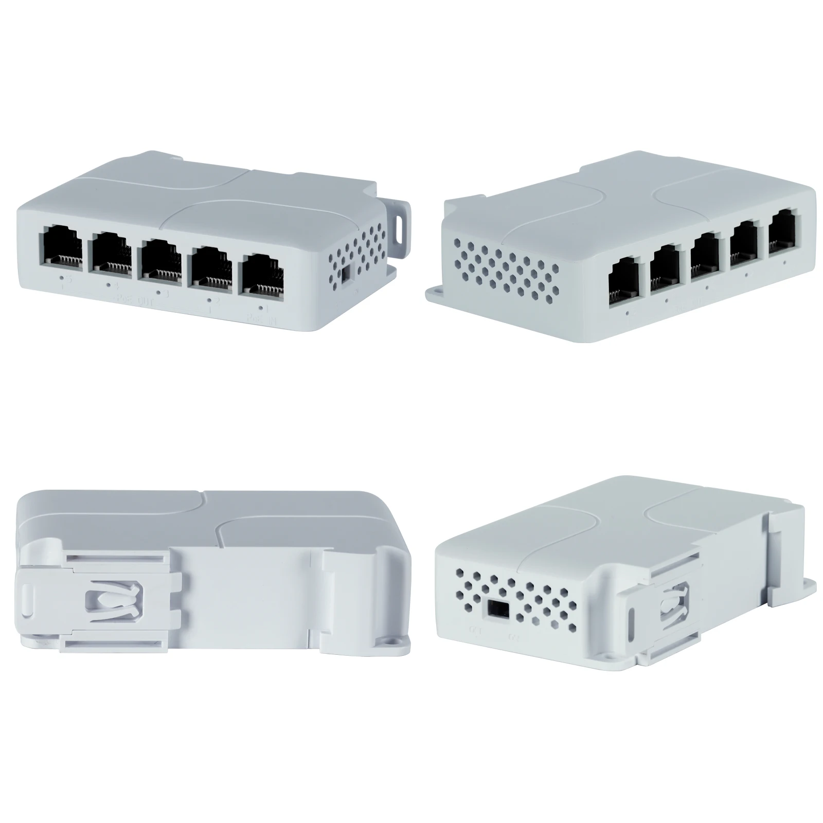 가디난 5포트 100Mbps 90W PoE 익스텐더 리피터 100미터 VLAN 44-57V IEEE802.3af/at 준수 RJ45 1입력 4출력 IP 카메라용