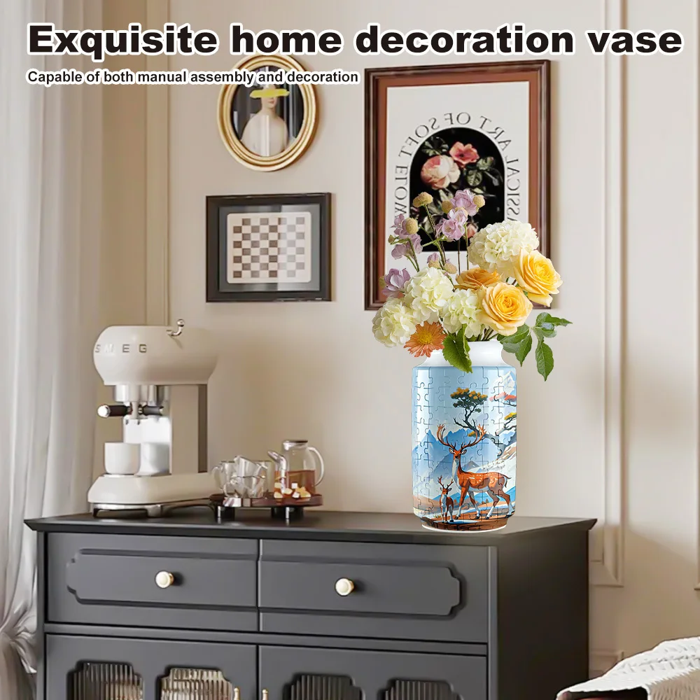 ABS 3D LED Light Puzzle Flower Vase Home Decoration