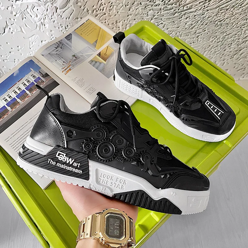 Designer Shoes for Men Fashion Men Sneakers Street Personality Gear Pattern Skateboard Shoes Casual Vulcanized Zapatos De Hombre 5