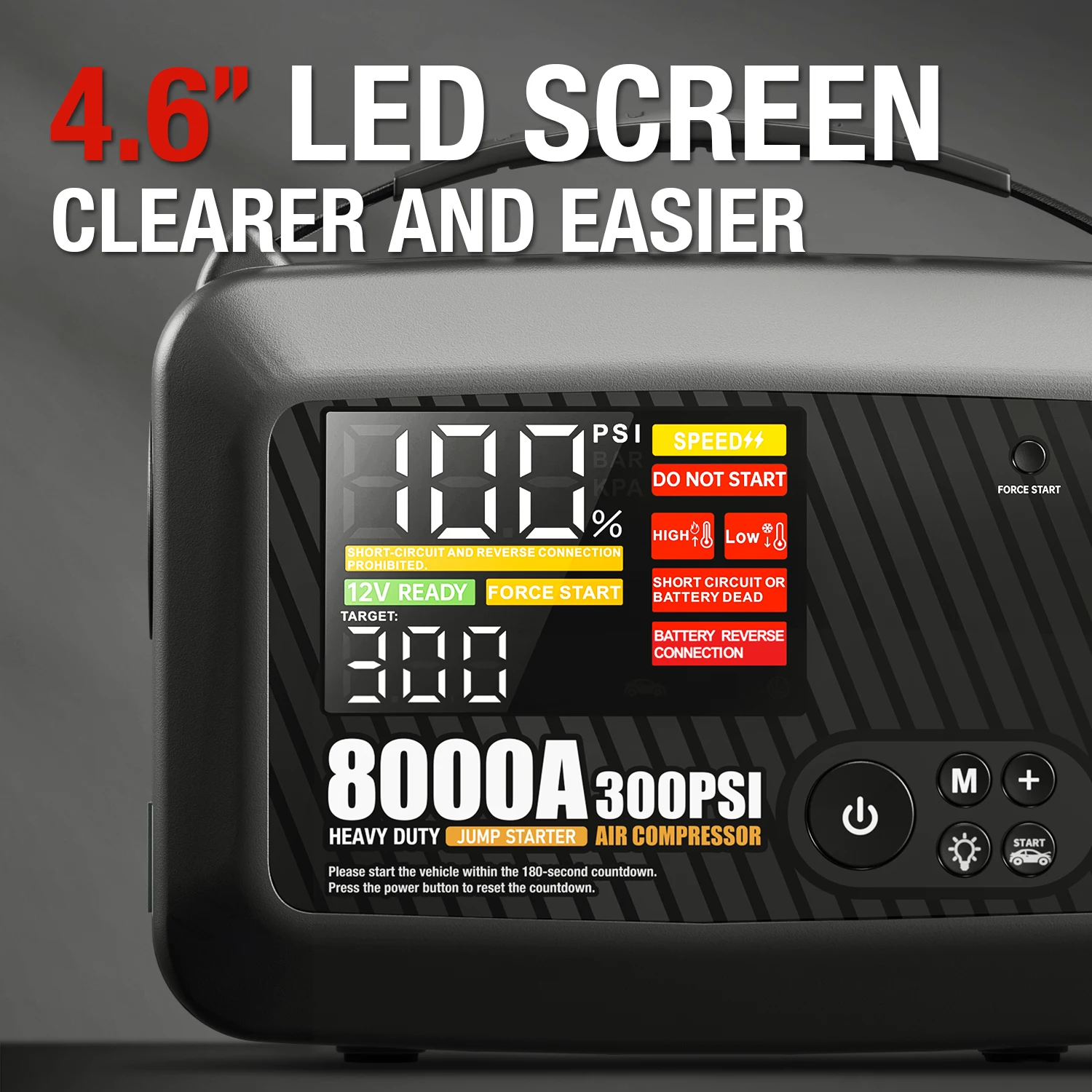 8000A Heavy Duty Car Jump Starter with Air Pump – Powerful 12V Car Battery Starter Booster and Auto Starting Device 3