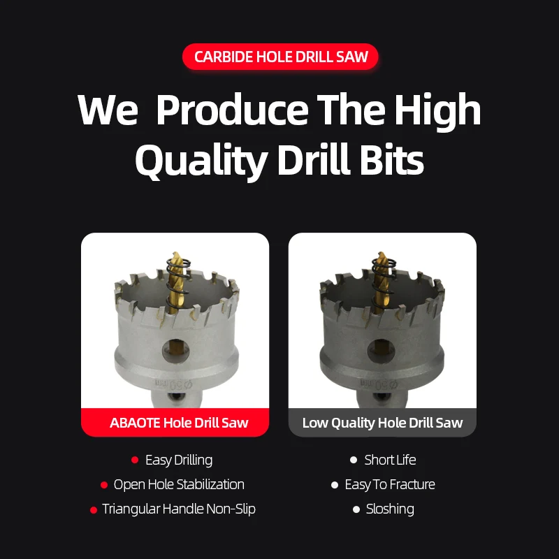 Hole Saw Drill Carbide Drill Bits Carbide Tip Titanium Core Center Drill Bit Hole Saw Cup Set Metal Alloy Wood Metalworking Cutter