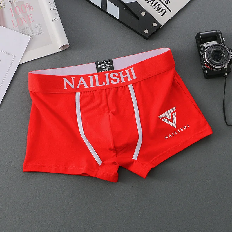 2 Stück Herren unterwäsche Burst aus Baumwolle atmungsaktive Jugend Boxershorts Letter Trend Mitte der Taille Viereck Shorts flache Ecke Perso – Detail 13