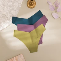 Femmes Sexy soie culottes Bikinis sans couture sous-vêtements féminins taille basse haute élasticité slips tongs femmes mode Lingerie Tanga 2