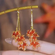  New red maple leaf earrings smart temperament fashion earrings 