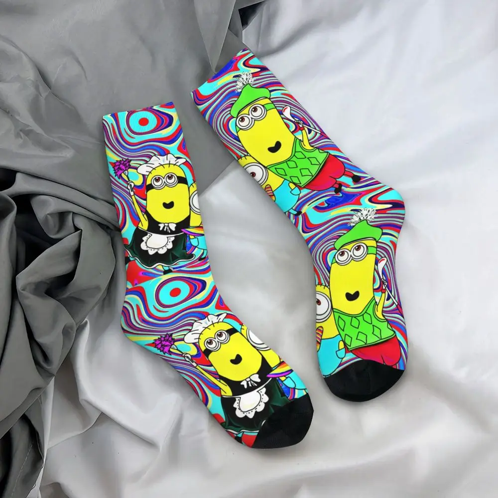 Custom Cool Print M- Minions Cartoon Socks for Women Men Stretchy Summer Autumn Winter M- Minions Bananas Crew Socks 128 S64eee4d88d5341a79a9fb4f3cb6084a8a