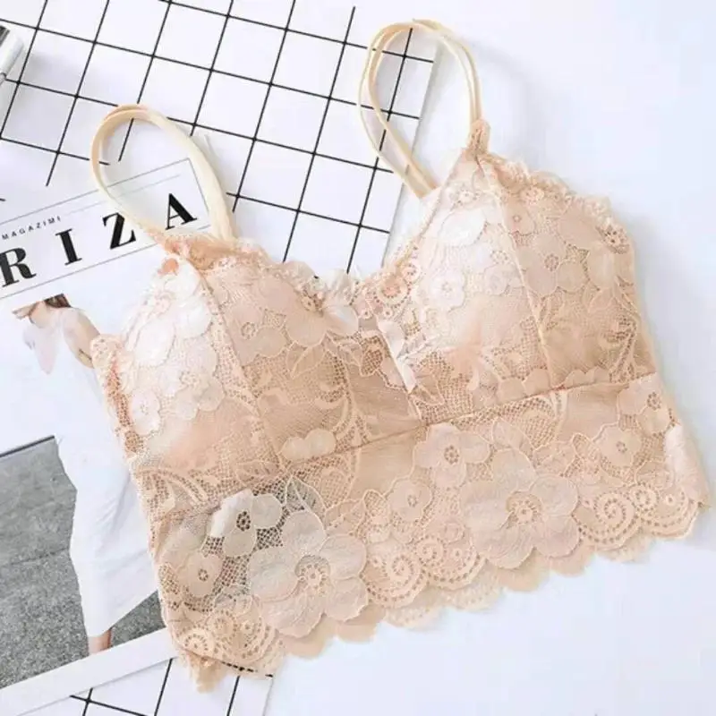 1 Pcs New Women Lace Seamless Bras Top Sexy Wrapped Chest Strap Chest Pad Camisole Bottoming Underwear Beauty Vest Bralette