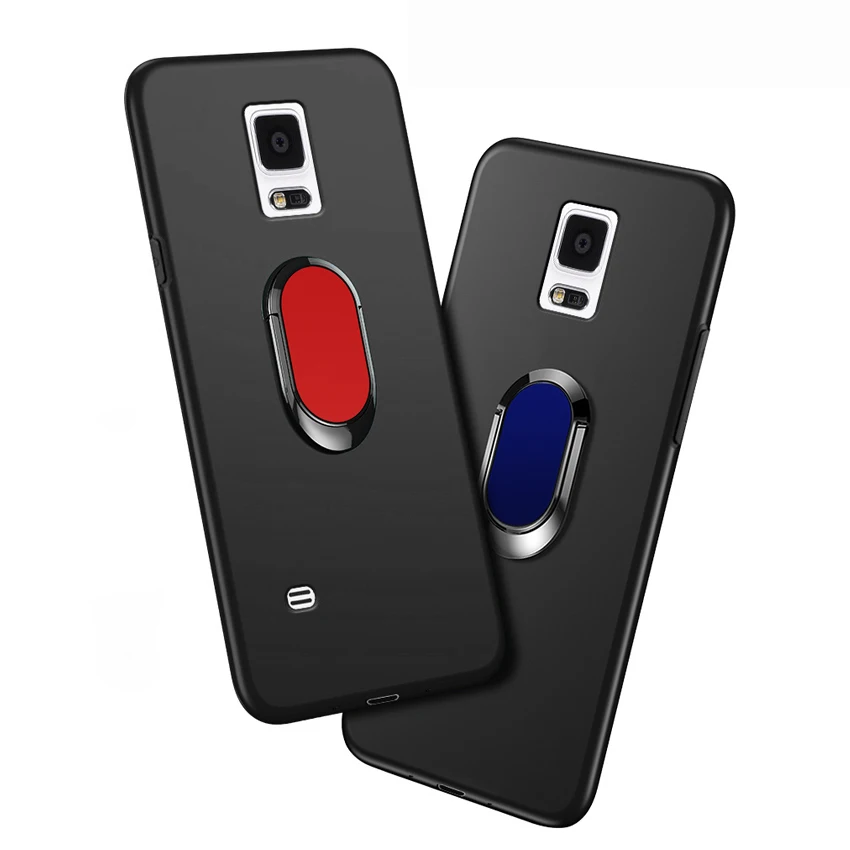 Telefono Funda Per Samsung Galaxy Note4 (5.7 Pollici) Blu Rosso Nero Anello Da Dito Custodia Morbida In Silicone Per Samsung Galaxy Note 4
