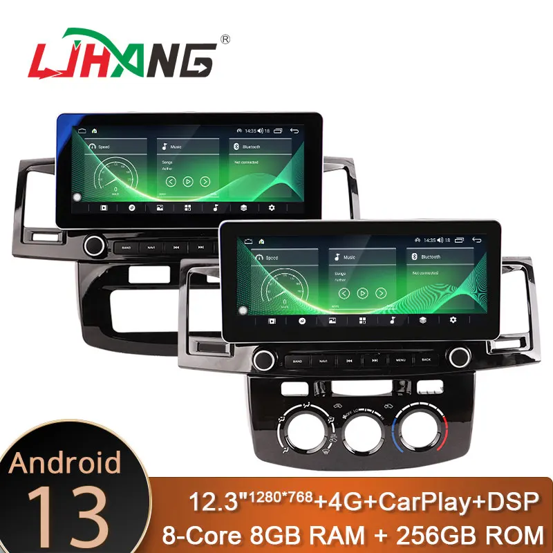 

LJHANG 12.3inch Android 13 Car Multimedia Player For Toyota Fortuner 1 AN50 AN60 Hilux Revo Vigo 2009 -2015 GPS Stereo Radio DSP