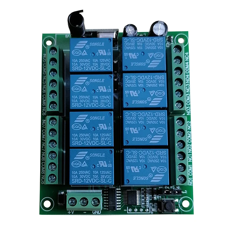 433MHZ DC 12V 24V 8CH RF Interruttore di telecomando senza fili Sistema di controllo remoto Ricevitore Trasmettitore industriale Relè 8CH - immagine 5