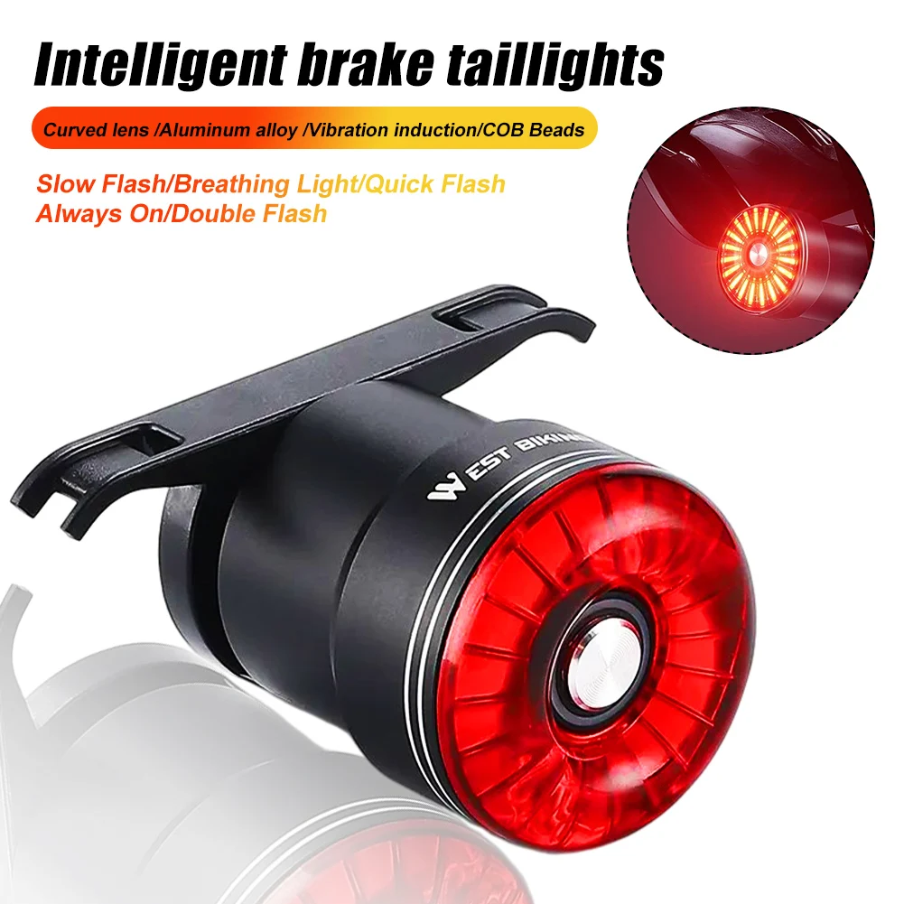 

Bicycle Taillight Rechargeable Brake Sensing LED Tail Light Waterproof Mountain Road Bike Rear Warning Light Cycling Accessories