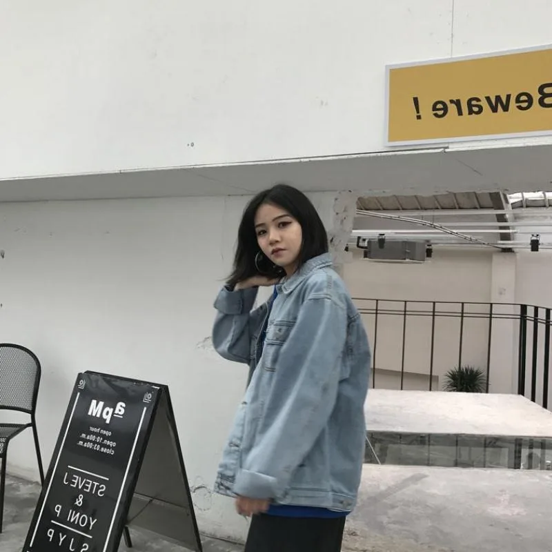 Denim Jacket Women New Autumn Loose Vintage Clothing Jacket Tops Lapel Single-breasted Pockets Casual Streetwear Harajuku