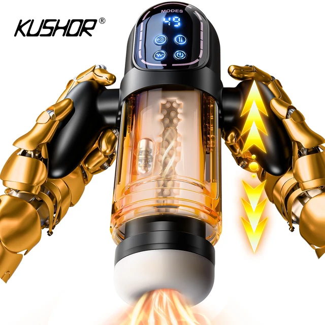 Automatischer Stoßsauger, männlicher Masturbator, Blowjob, Masturbation mit Griff, LCD-Display, Penispumpe, Stroker, Sexspielzeug für Männer, 18