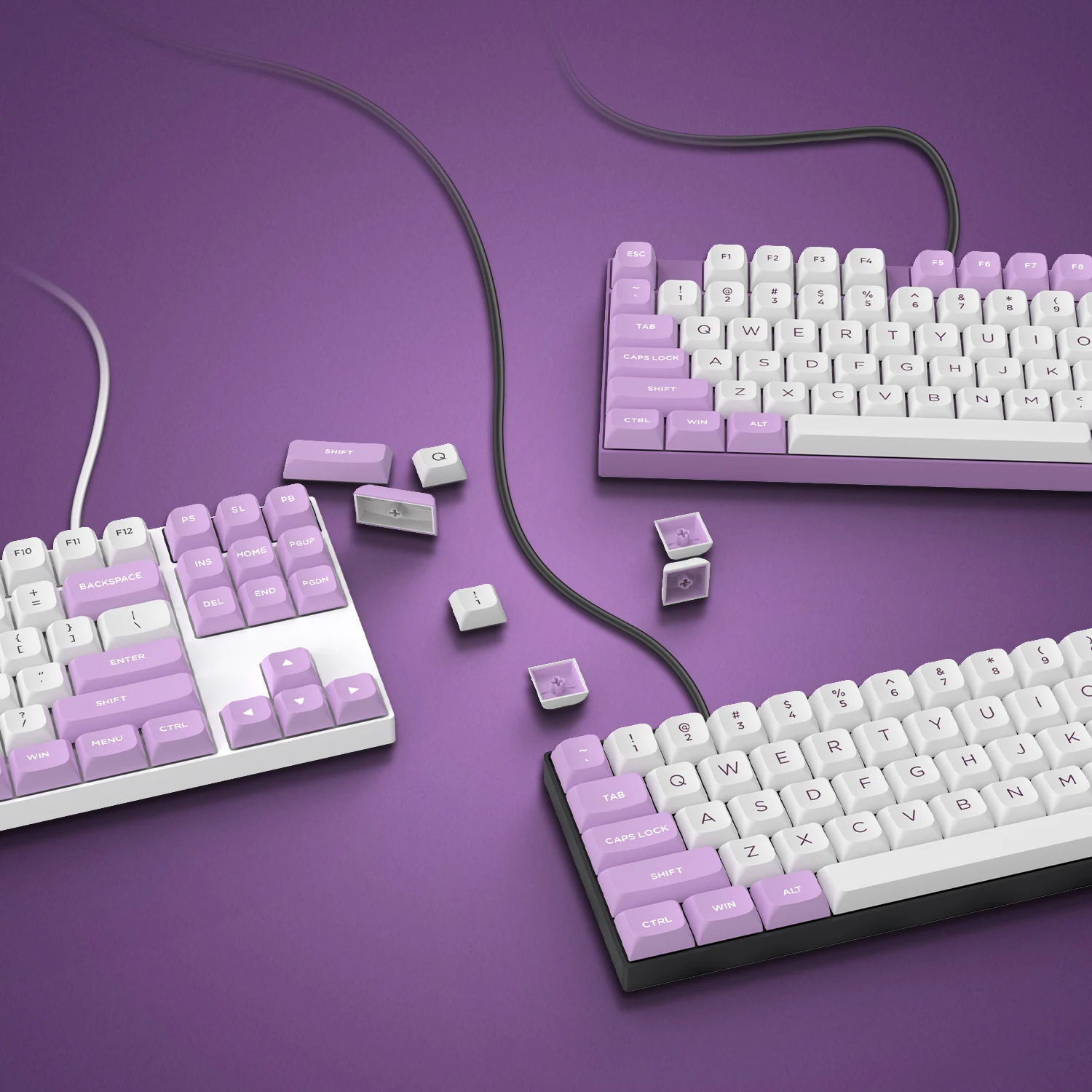 169 キー白紫 ISA プロファイル PBT キーキャップカスタムダブル