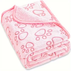 Luxurious Soft Fluffy Paw Print Pet Blanket for Ultimate Comfort and Warmth (Pink)