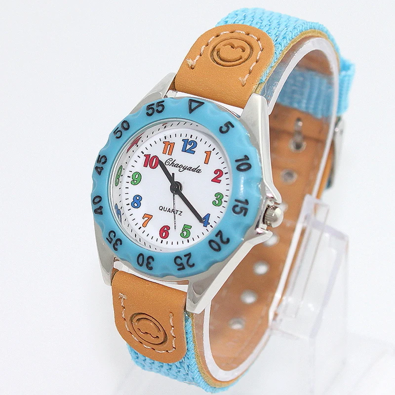 Chaoyada Children Boys Girls 24hours Canvas Quartz Wristwatches Kids Students Military Waterproof Watches 4