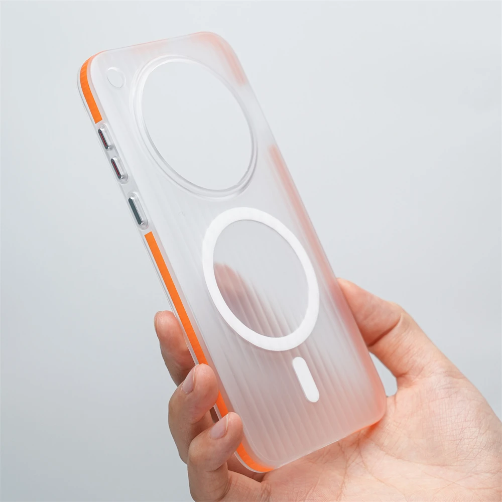 Sleek Matte Corrugated Anti-Skid Chain Hard Magnetic Wireless Charging Phone Case