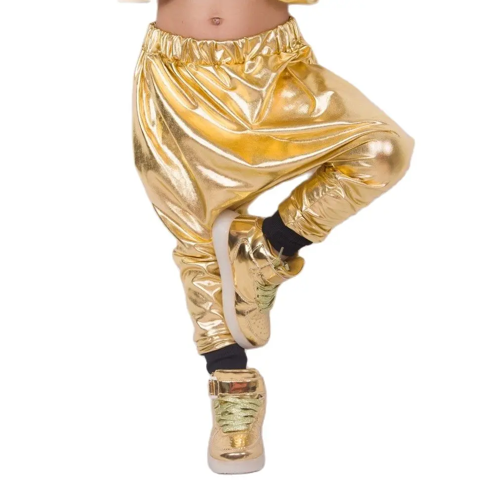 

Heroprose 2023 Kids New Fashion Personality Big Crotch Trousers Stage Performance Street Gold Baggy Hip Hop Skinny Harem Pants