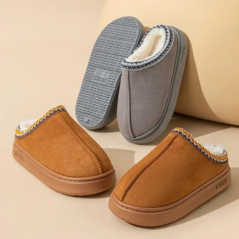 Platform Fluffy Slippers Women House Flats Fashion Plush Winter Designer Shoes Ladies Home Elegant Casual Footwear Large Size 3