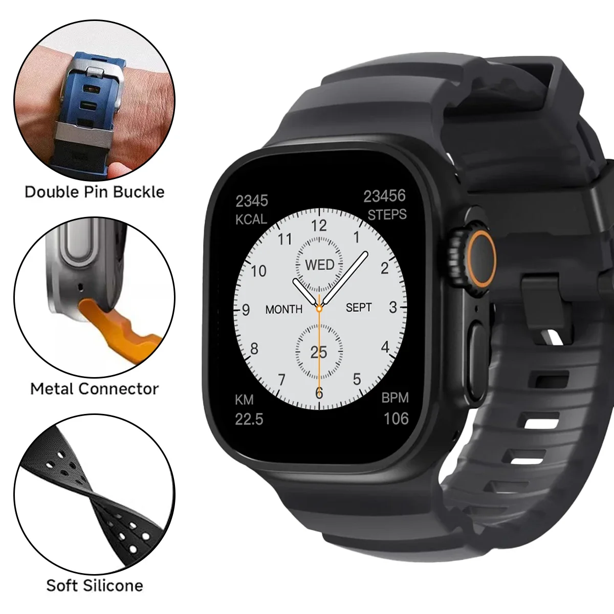 Sporty Titanium Silicone Bracelet Strap