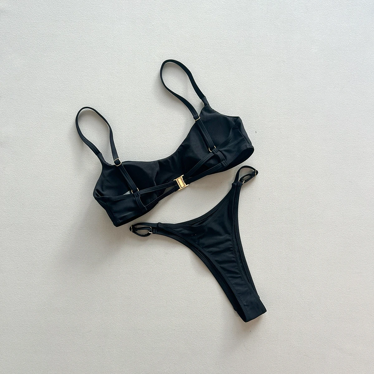 bikini back view with sleek low waist fit