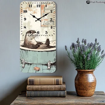 Otter Bathtub Wooden Wall Clock 1