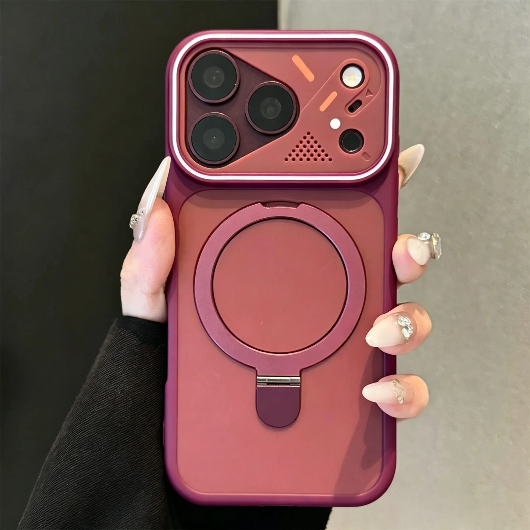 Luxury Shockproof Matte Kickstand Holder Case with Magnetic Armor Cover