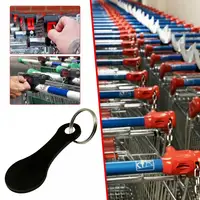 2 Pcs Shopping Cart Tokens Metal Key Ring Aluminum Alloy Keychain Hook Shopping Cart Chip Opener Solver Supermarket Trolley Key 2