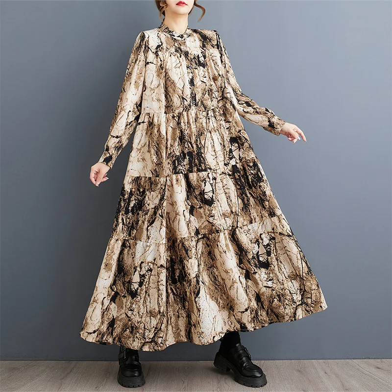 فستان ربيعي جديد مقاس كبير للنساء 2025 رداء برقبة...