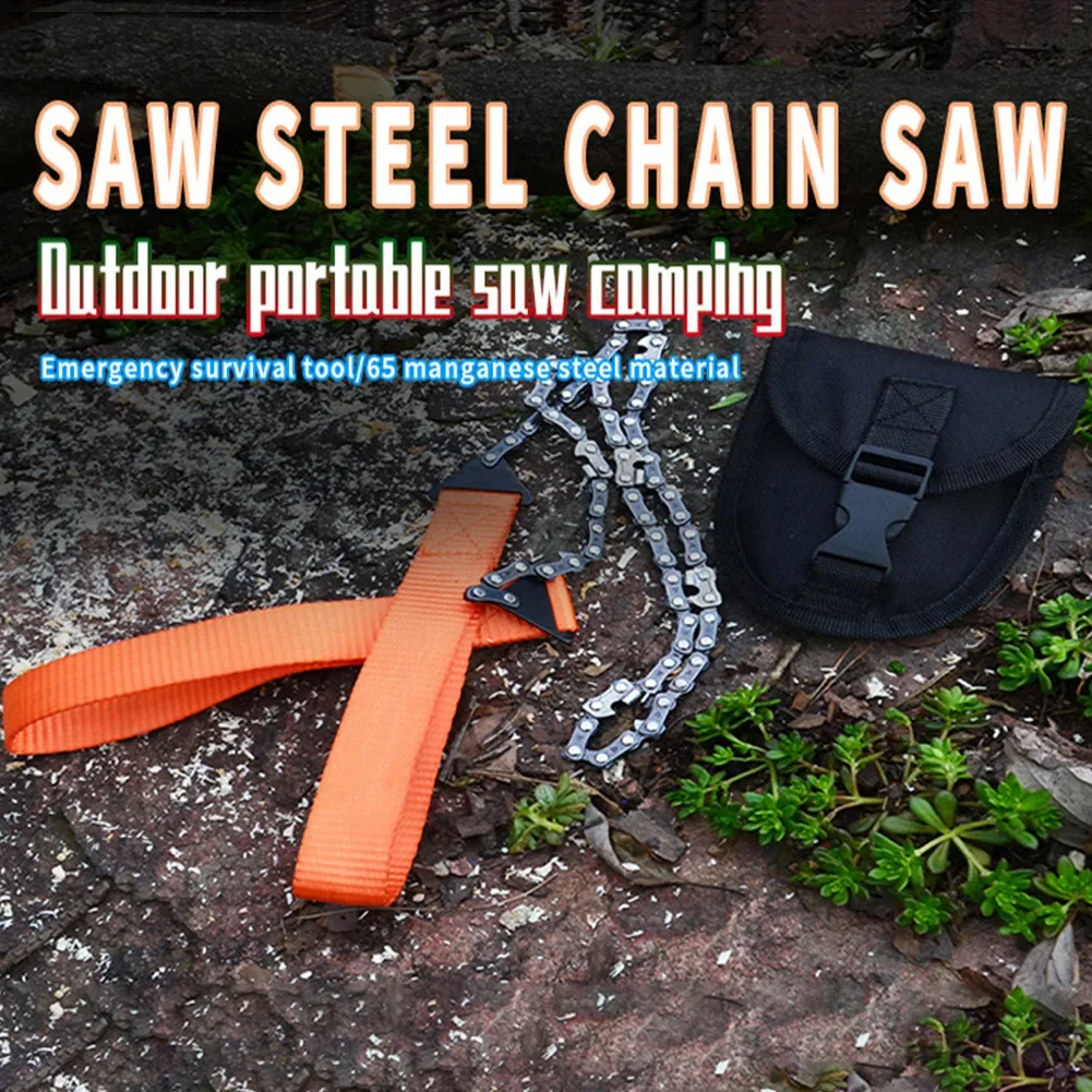 Scie à Main à Chaîne, Tronçonneuse De Survie, Tronçonneuse De Poche, Scie à Chaîne De Survie, Tronçonneuse Manuelle, Pocket Chainsaw, Avec Sac De Rangement, Pour Voyages En Plein, Camping, Randonnée