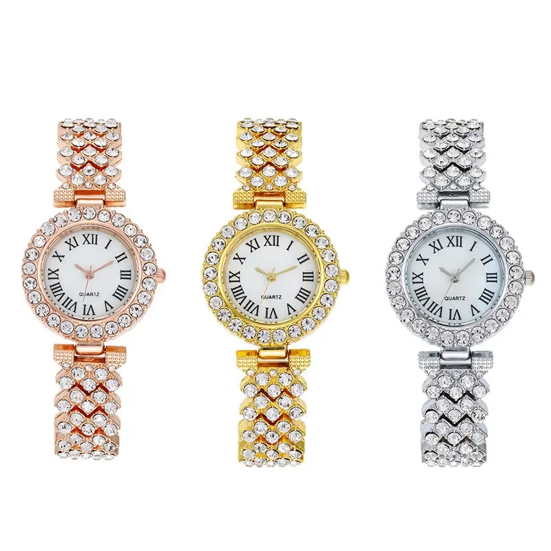 MAYZHISU Women Watches Fashion Women Quartz Wristwatch Small Round Dial Alloy Strap Waterproof Diamond Bracelet Clock for Ladies 6