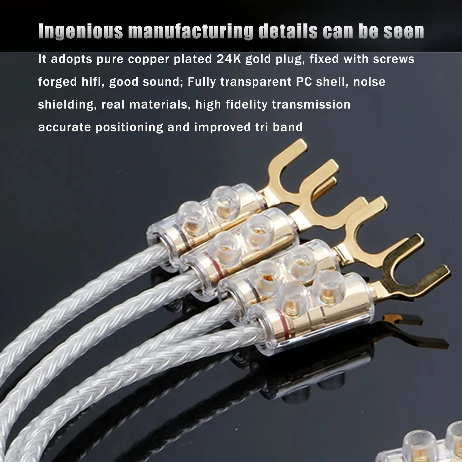Hifi OCC Silver Speaker Jumper Bridge Aaudio Cable Over Machine Line Speaker Cable Gold Plated Banana Y plug Wire 4PCS