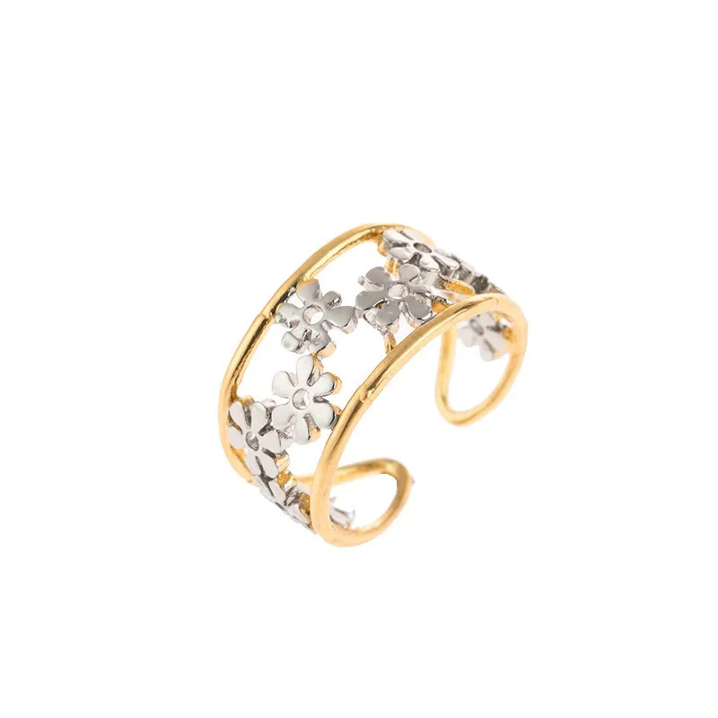 Creative Sunflower Adjustable Opening Ring for Women Exquisite Daisy Flower Ring Jewelry Accessories Bague Moissanite Véritable