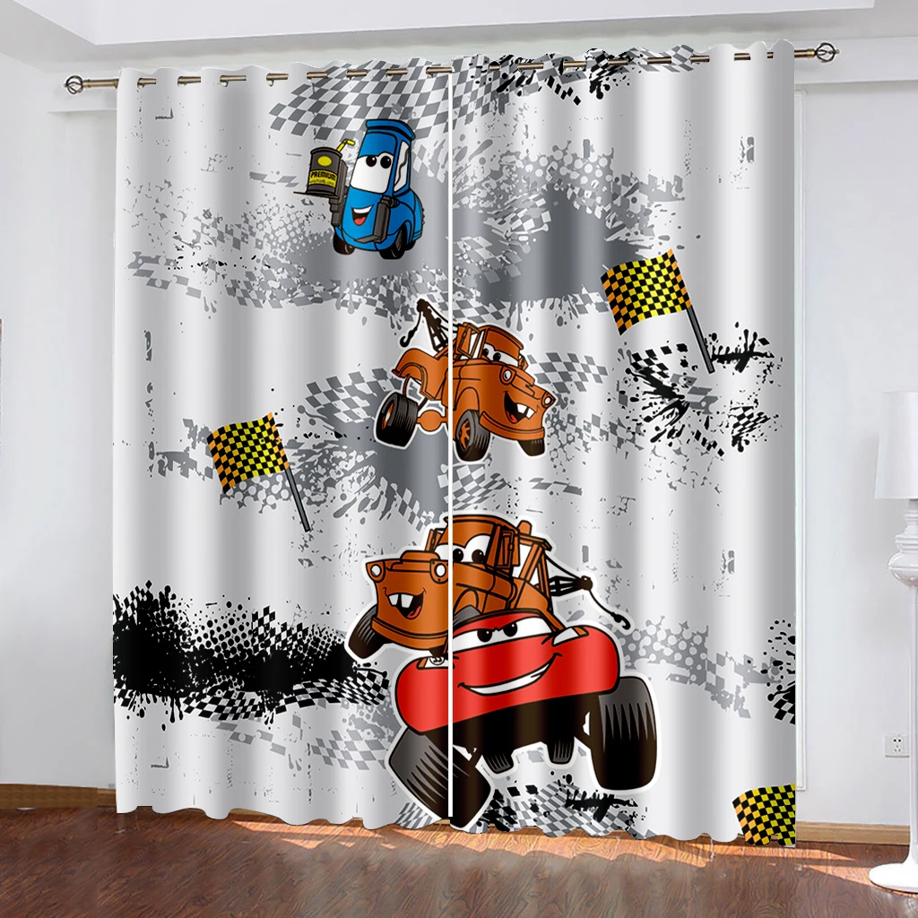 Window Drapes Cute Lightning McQueen Car Blackout Curtain for Bedroom  Living Room Disney Cartoon 63x63 Inch Drapes Home Textiles