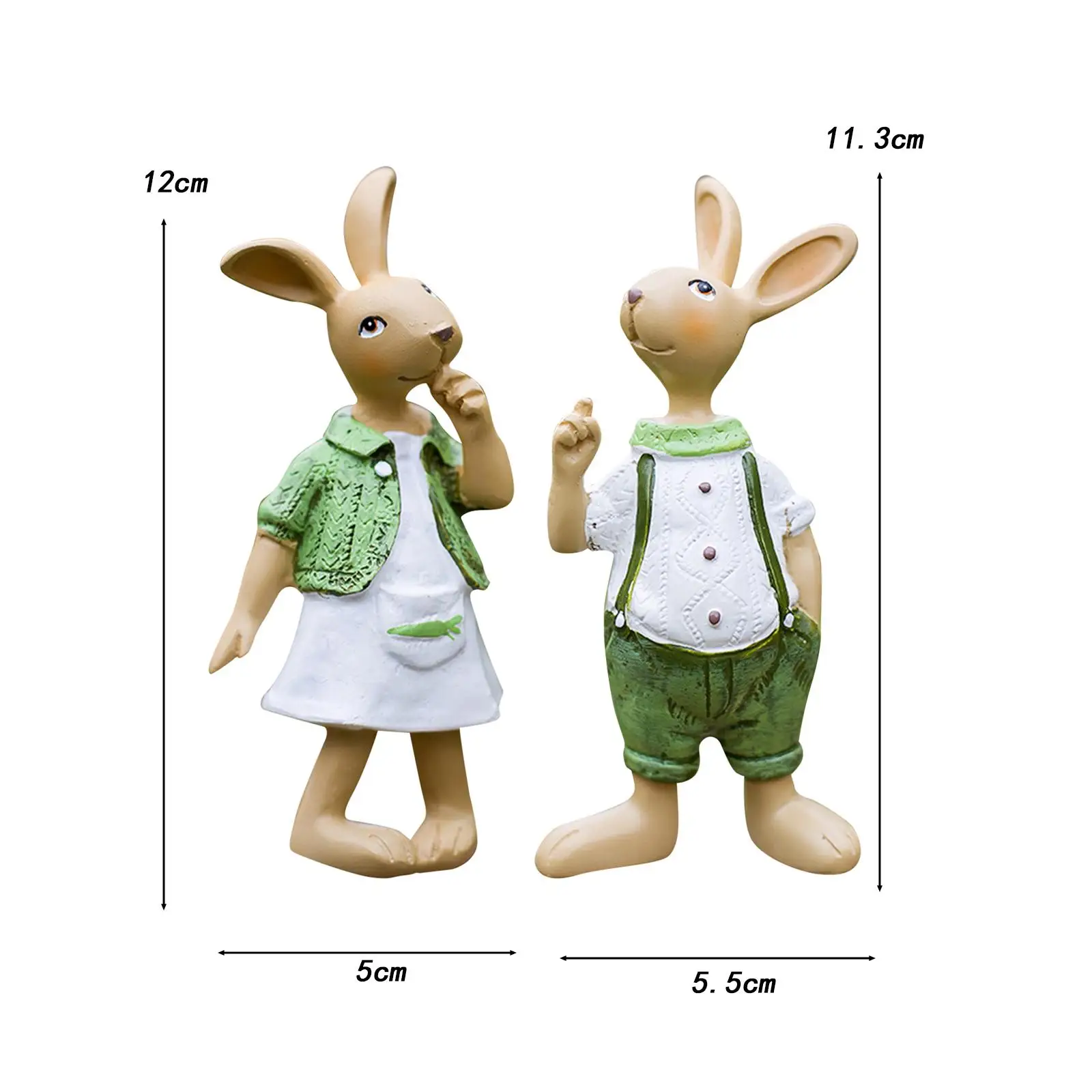 2Pcs Rabbit Garden Statue Home Lawn Art Decoration Ornaments Outdoor Standing Bunny Sculpture Rabbit Figurines Outdoor Decor