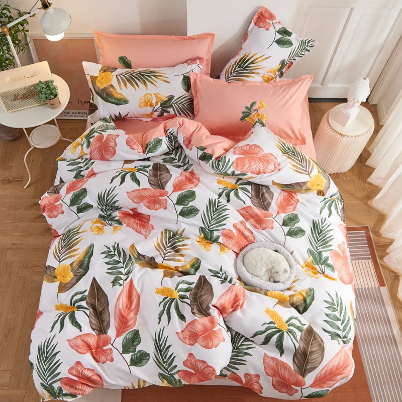 

Bedroom Bedding Set Adult Tropical Plant Kid Duvet Cover Flat Sheet And Pillowcases Comforter Child Bed Line Set Full Queen Size