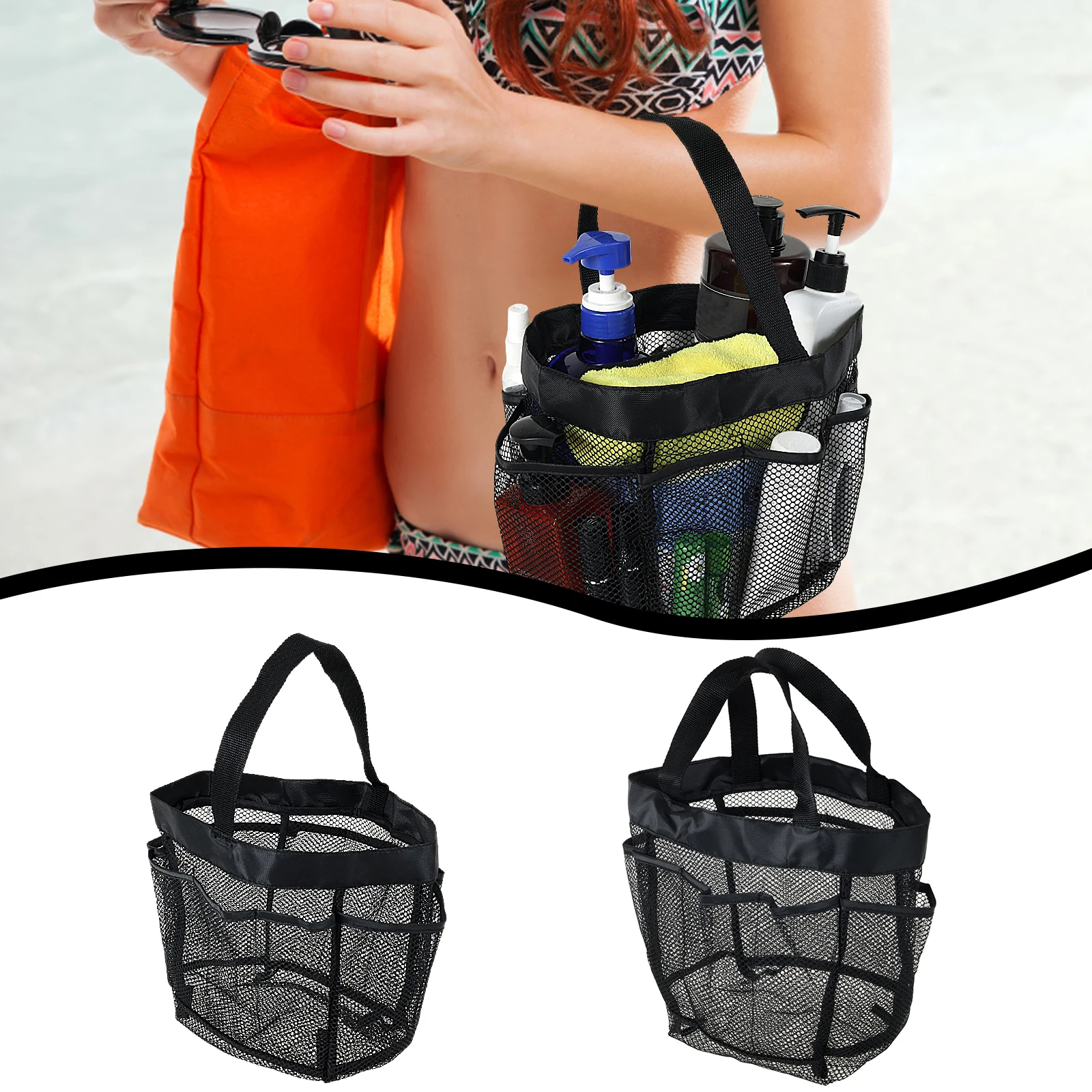 Mesh Portable Shower Caddy Bag for Bathroom Outdoor Camping