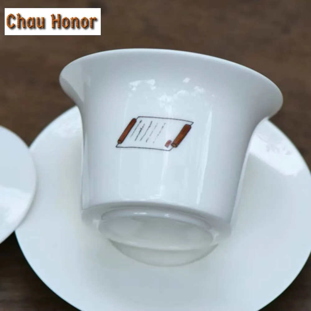 150ml Dehua White Porcelain Gaiwan Creative Ceramic Bowl with Lid Tea Tureen Art Tea Brewing Cover Bowl Tea Ceremony Collection