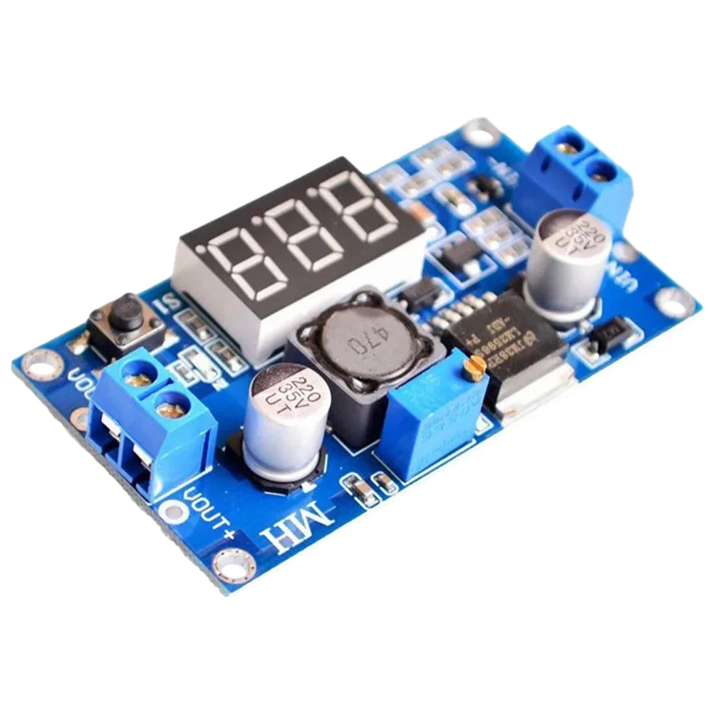 LM2596 DC-DC 벅 조정 가능 레귤레이터 모듈 4.5-40V  1.25-37V DC-DC 스텝다운 전원 공급 장치 모듈(LED 전압계 포함)