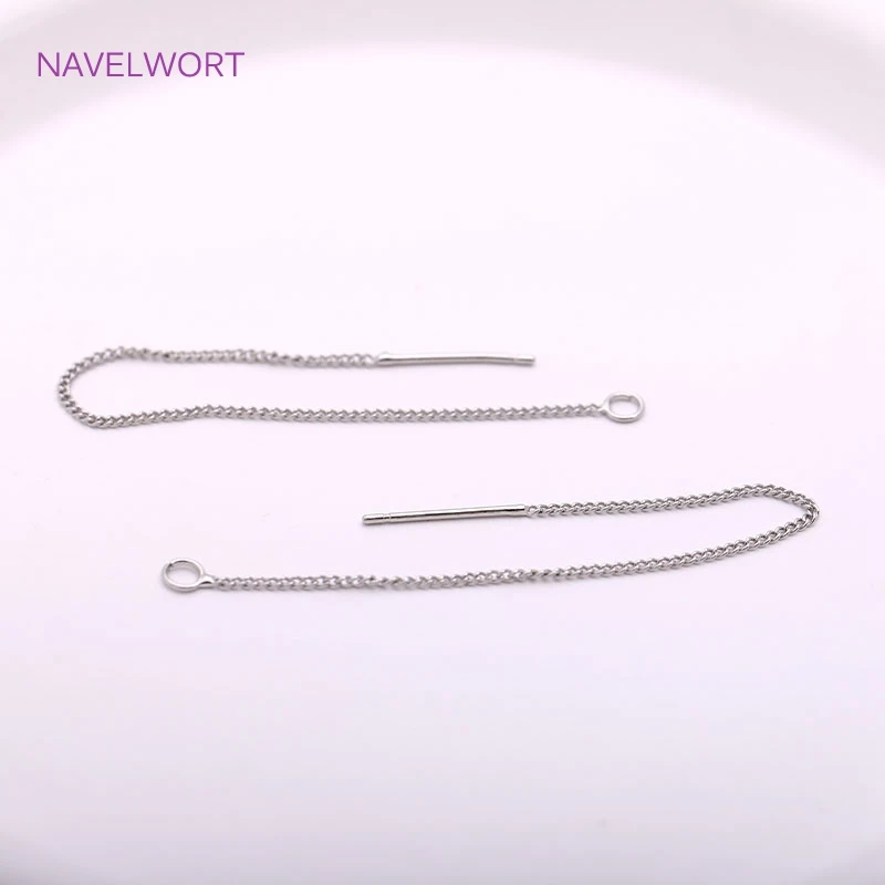 85mm Long Earwire 18K Gold Plating Brass Thin Chain Ear Thread with Open Jump Ring,Women Drop Dangle Earrings Findings Wholesale 4