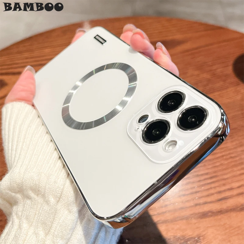 

Luxury Plated TPU Frame Magsafe Magnetic Wireless Charging Case For iPhone 14 Plus 13 12 11 Pro Max Camera Protect PC Back Cover