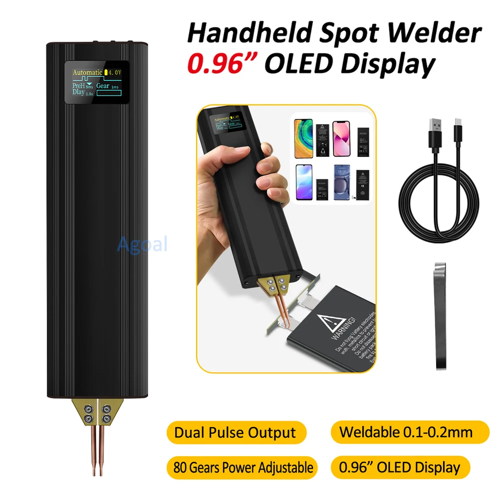 

Automatic Trigger Battery Spot Welder 80 Gears Adjustable Handheld Spot Welder 0.1-0.2mm Thickness Nickel Sheet Welder 5V 2A