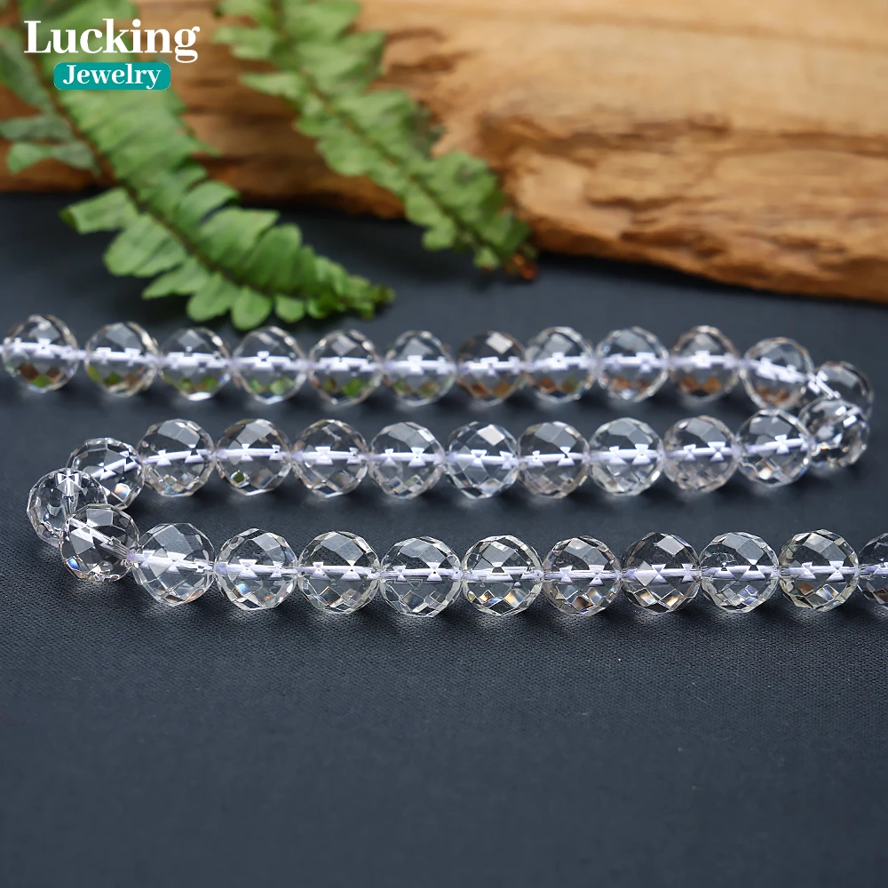 100% Natural Faceted White Clear Quartz Crystal Round Loose Beads For Jewelry Making Bracelet Necklace 4-12mm 4