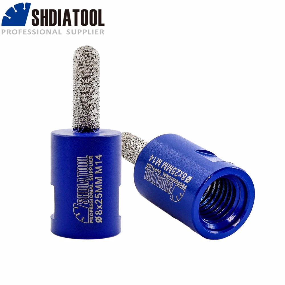 

SHDIATOOL 2pcs Dia8x25mm Diamond Milling Finger Bits M14 or 5/8-11 Thread Raking Mortar Remove Dust Brick Masonry Stone