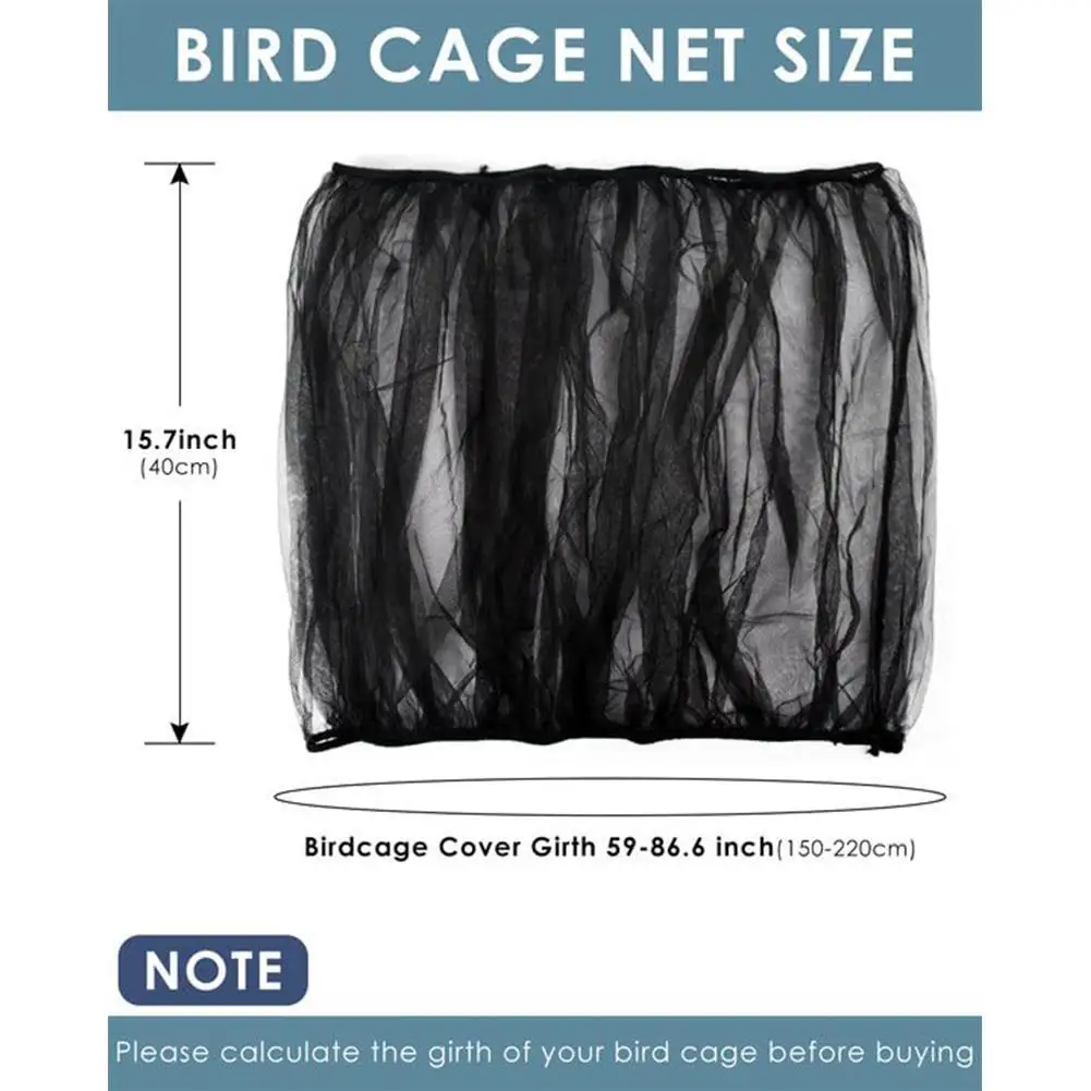 Parrot Bird Cage Cover Adjustable Universal Breathable Stretch Mesh Skirt Dustproof Net Cover Cage Guard