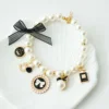 Pet Bow Pearl Collar Cat Jewelry Pendant Princess Necklace Dog Sweet Decorations Puppy Rhinestone Collar Chihuahua Accesorios 2